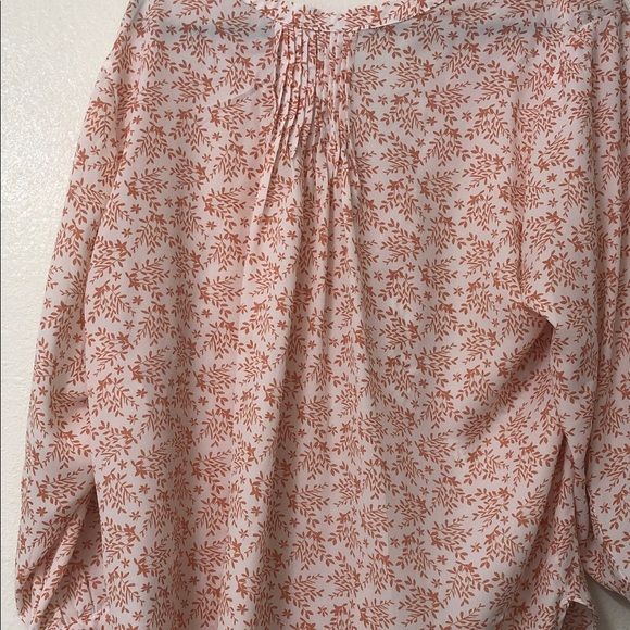 Women's Floral Button Down Shirt - Orange and White - Picture 5 of 5